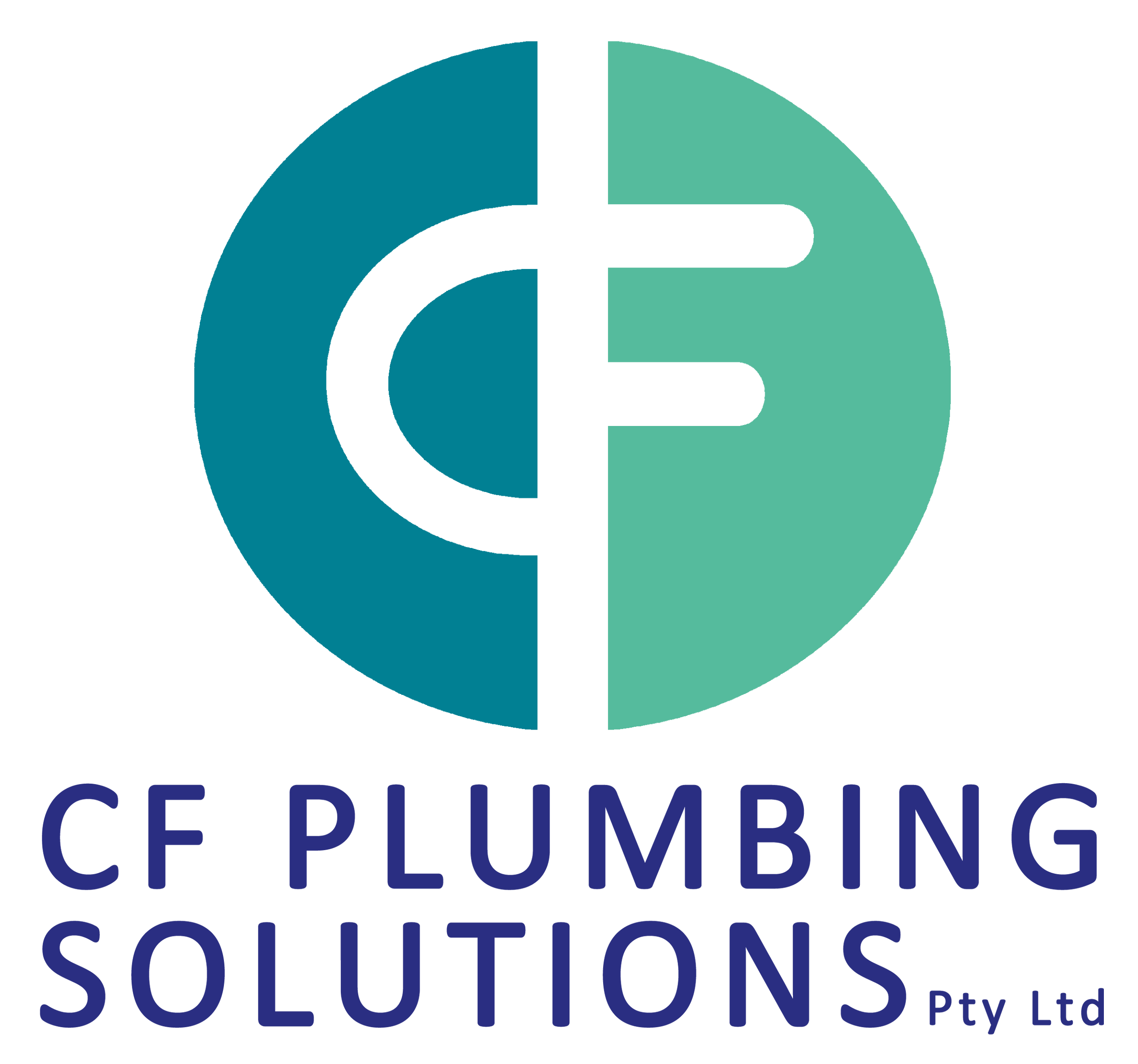 A circular logo featuring a stylized letter 'C' and 'F' intertwined, with the words 'CF Plumbing Solutions Pty Ltd' visible below, suggesting a company name or branding.