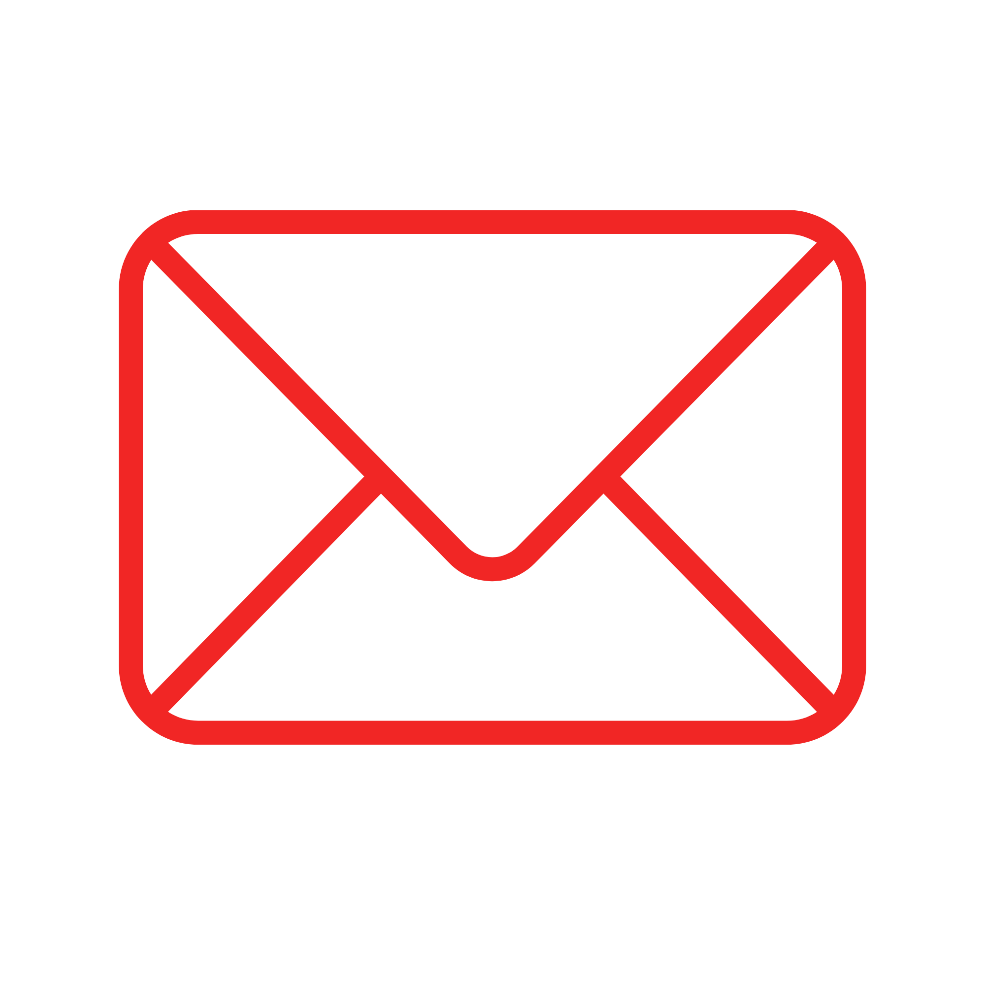 Red outline of an envelope icon with a diagonal line crossing through it, indicating 'no email' or 'email blocked'