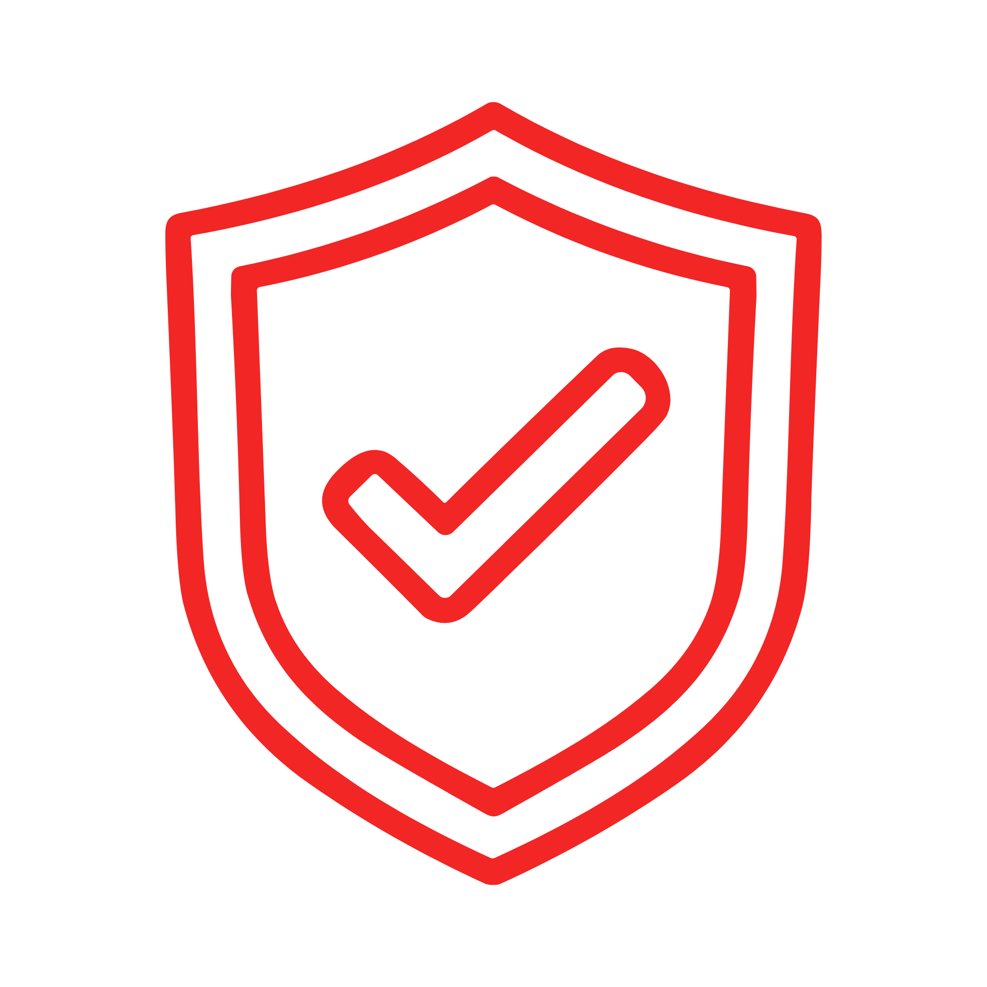 Illustration of a 3D red cube with a checkmark inside, on a black background.