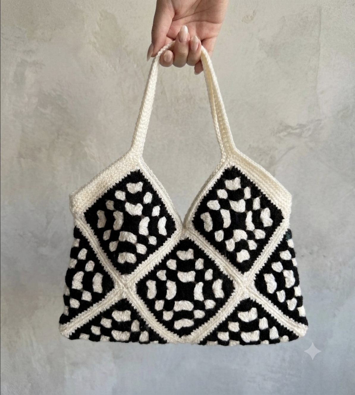 Black Tie Granny Square Bag