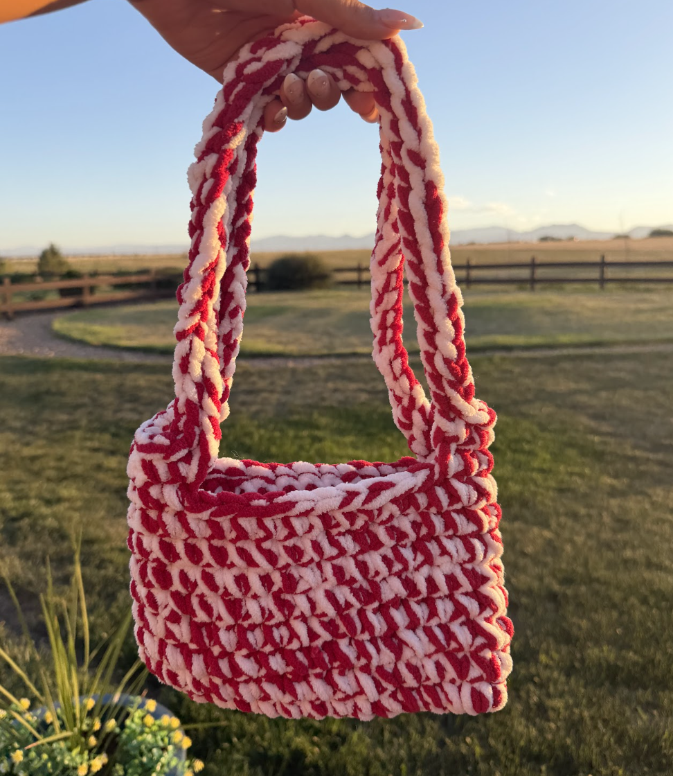 Fuzzy Candy Cane Purse