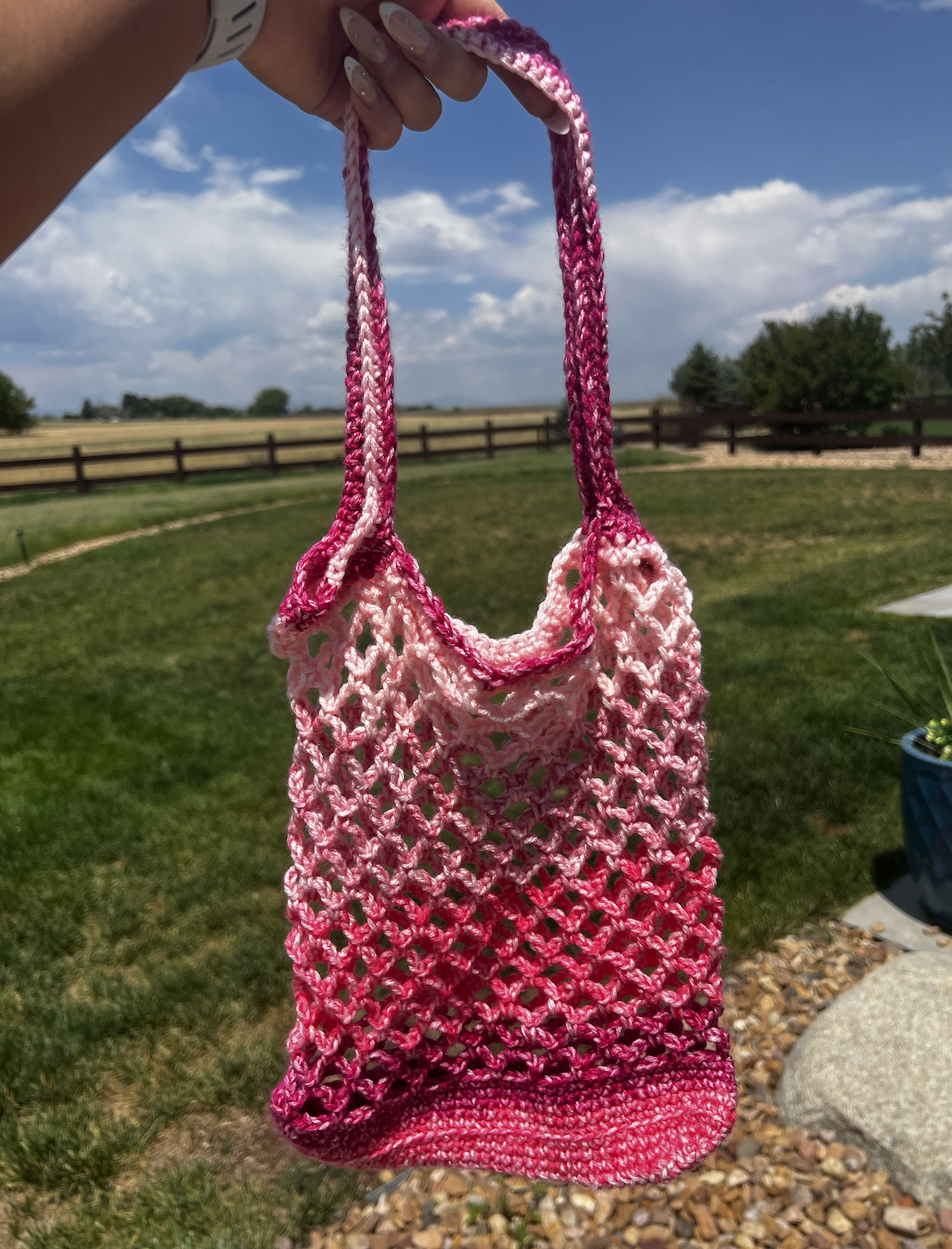 Pink Mesh Market Bag