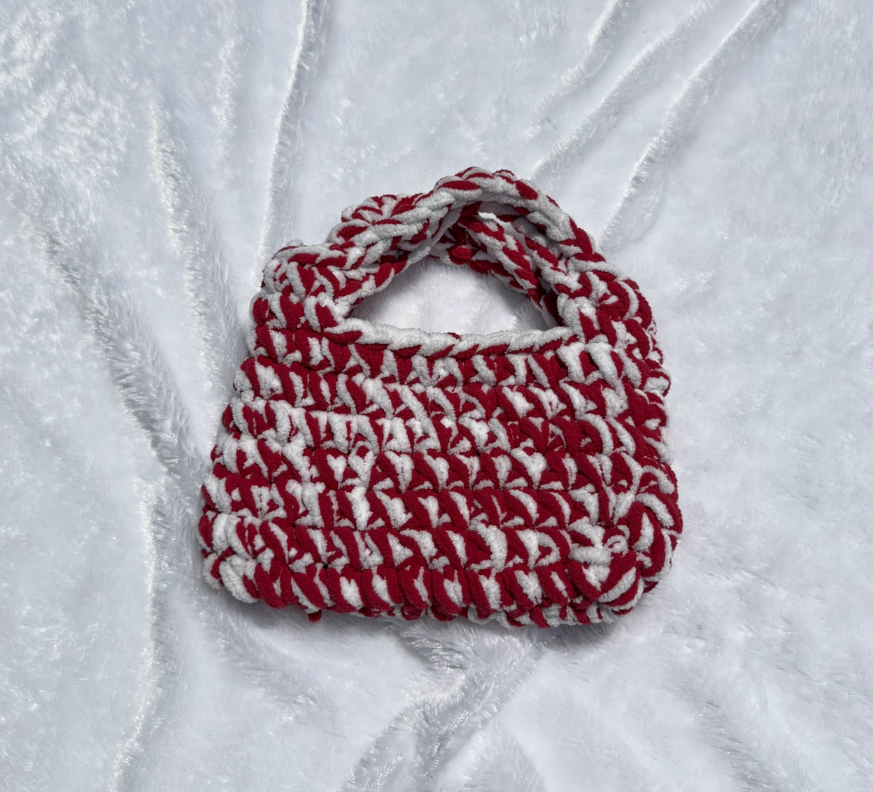 Fuzzy Candy Cane Bag- MINI