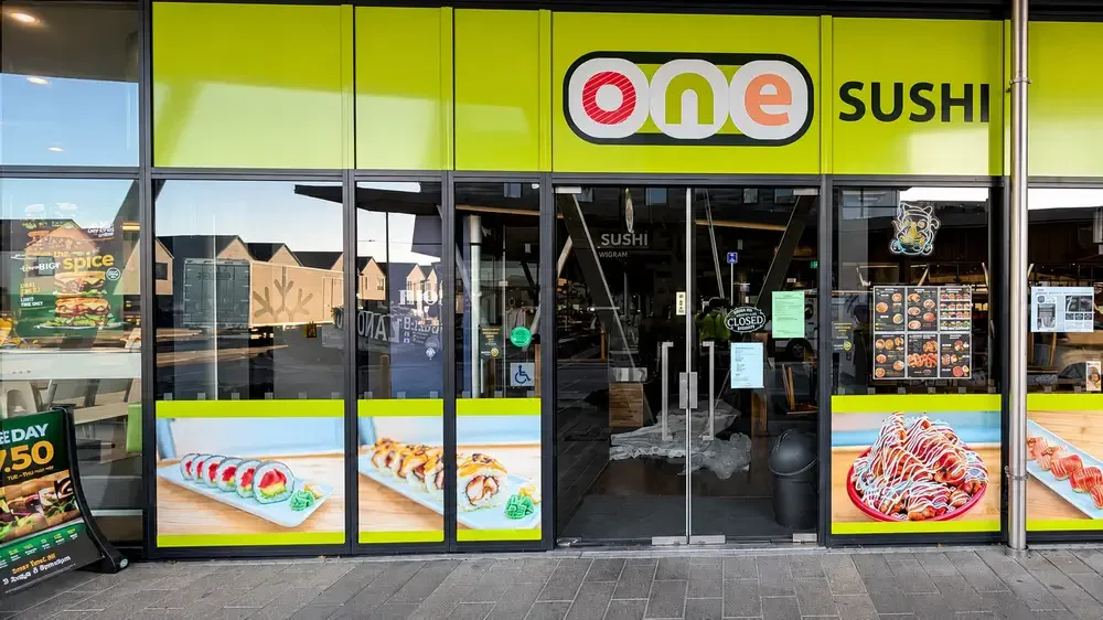 One Sushi restaurant storefront at The Landing Wigram in Christchurch