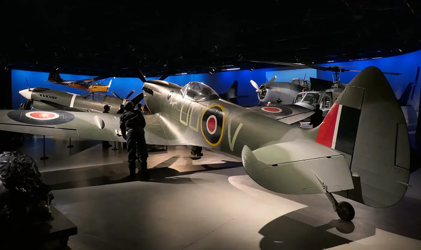 Historic Royal New Zealand Air Force aircraft displayed inside the Air Force Museum of New Zealand at Wigram.