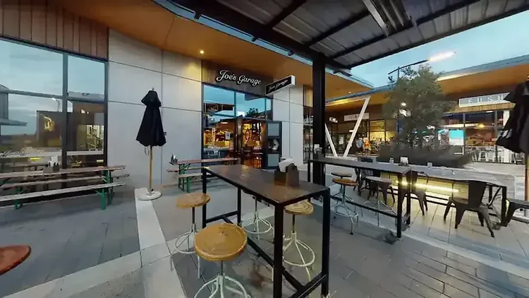 Outdoor dining area at Joe's Garage and The Landing Wigram