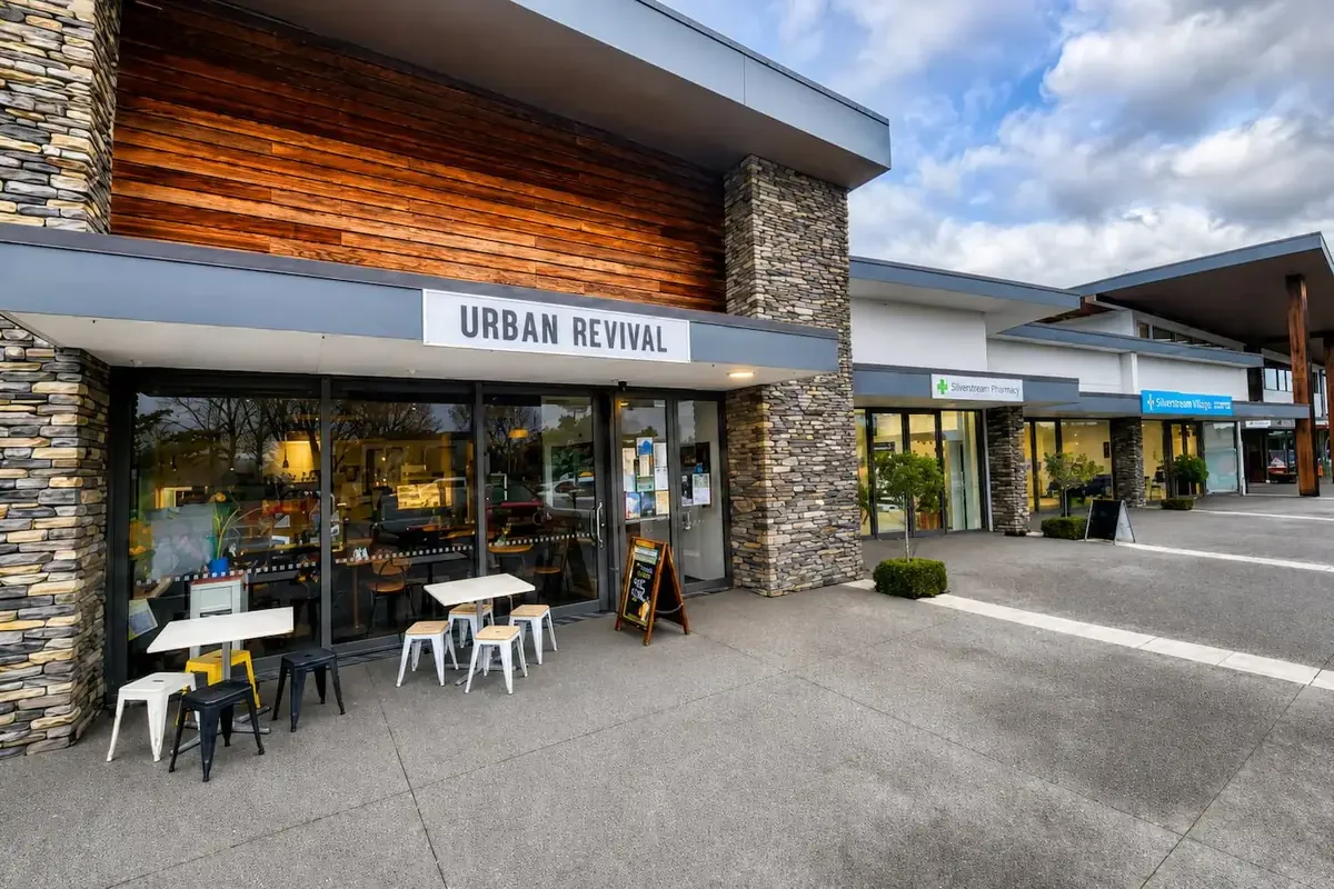 Urban Revival café and shops at Silverstream Retail Village in Kaiapoi