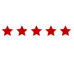 Five red stars in a row with the text '5 Star' above them, indicating a five-star rating