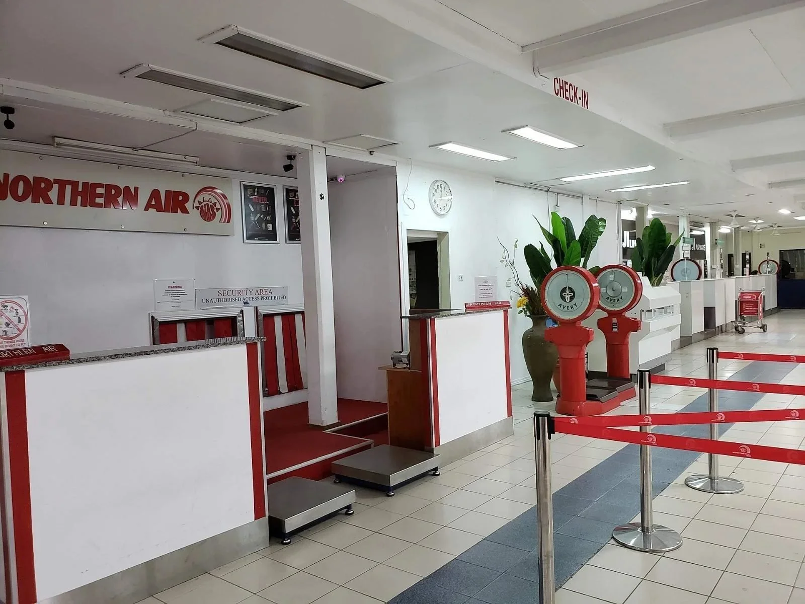Domestic check-in counters in the Nausori Airport terminal near Suva, Fiji