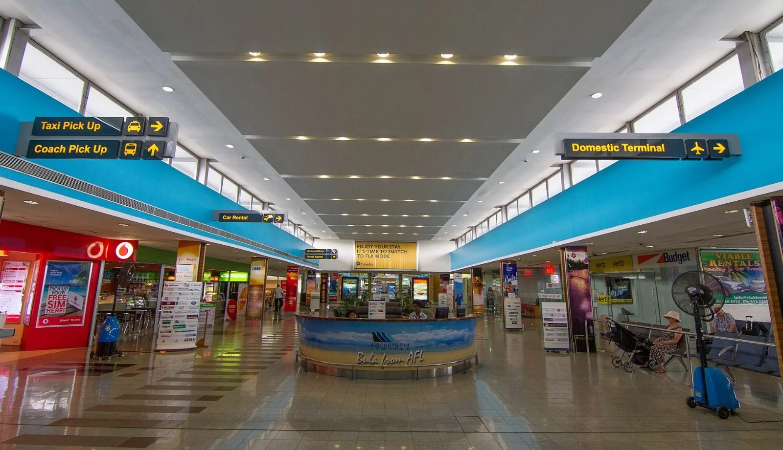 Arrivals area at Nadi International Airport, where most flights from Australia, New Zealand and North America land