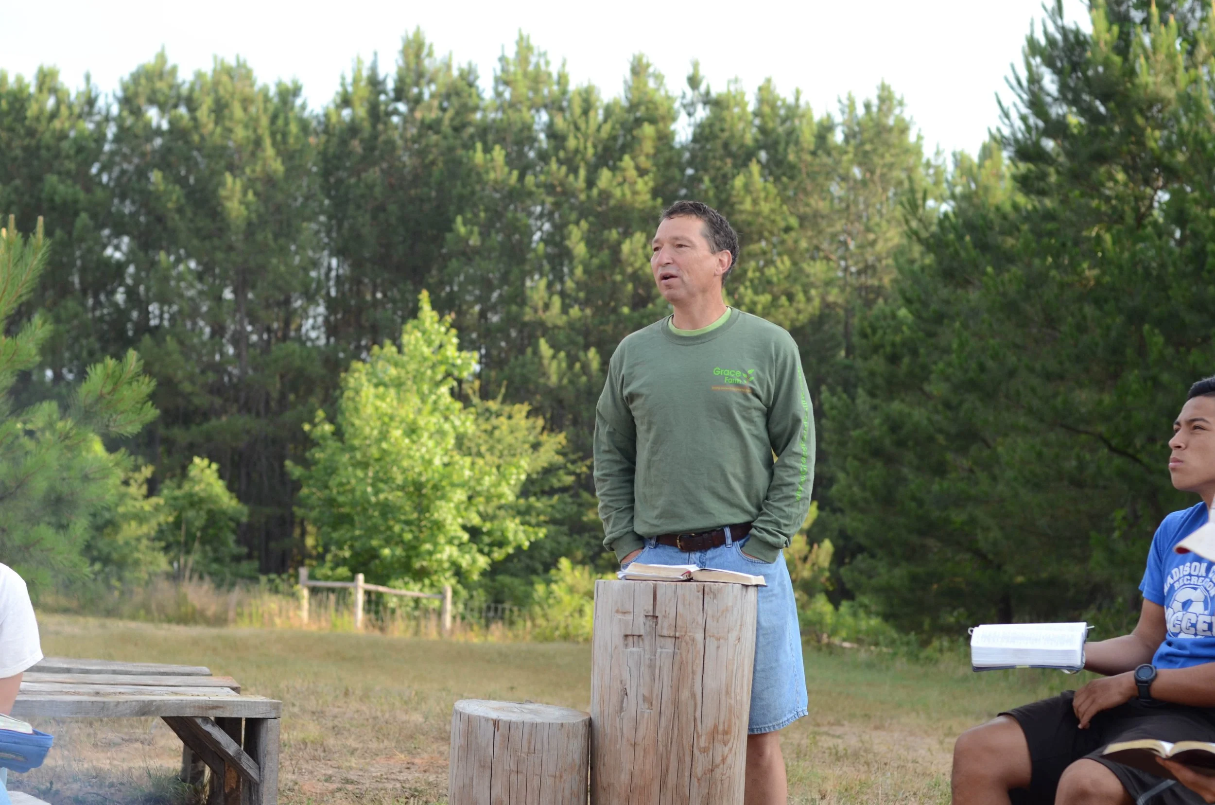 Dr. Freddie Coile preaching at camp