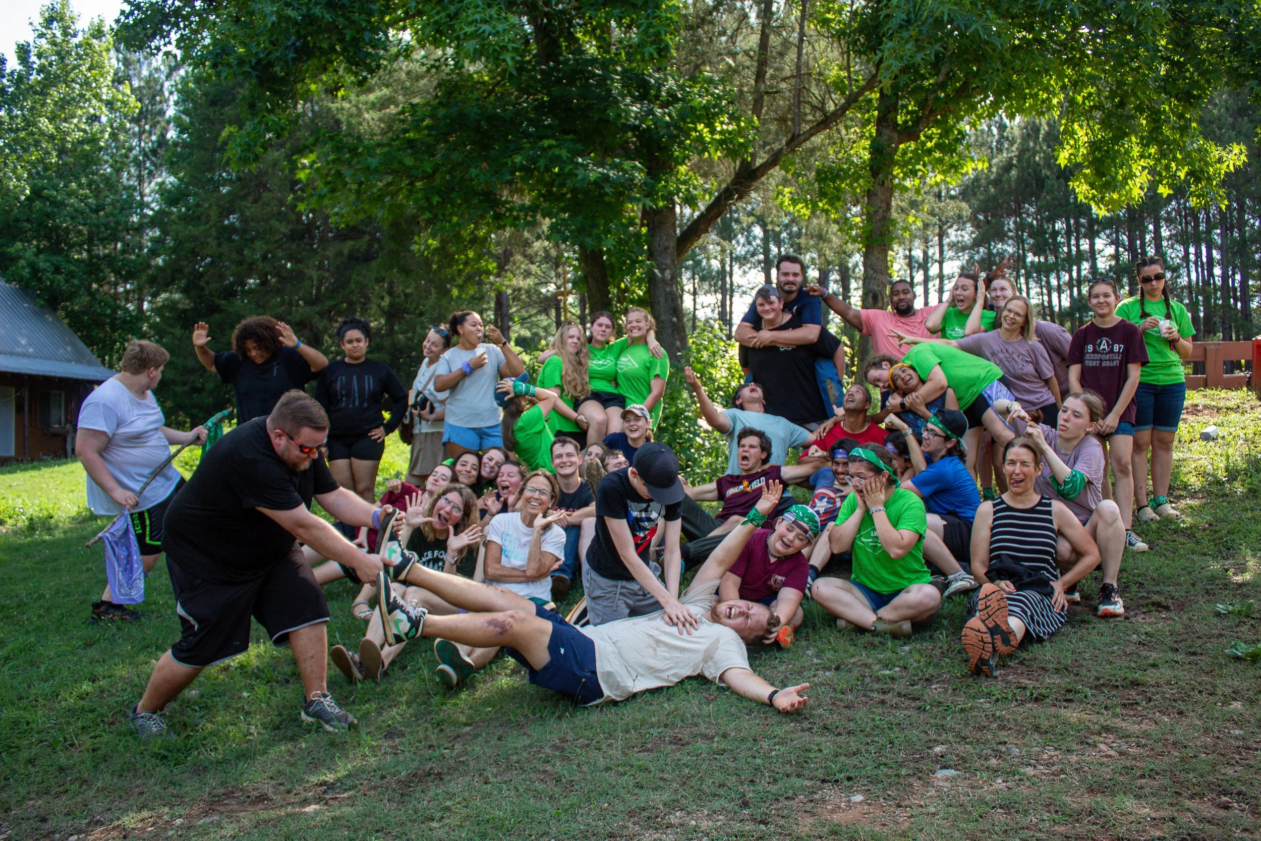 Group Picture of campers posing funny