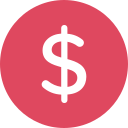 Pink circle with white dollar sign