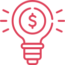 Lightbulb icon with dollar sign inside it, representing money or financial ideas.