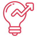 Line graph inside a lightbulb icon