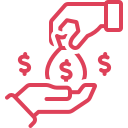 Hand holding a dollar sign with smaller dollar signs on either side.