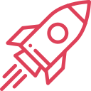 Icon of a pink rocket ascending