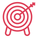 Pink target with three arrows in the bullseye