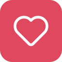 Outline of a heart icon on a pink background