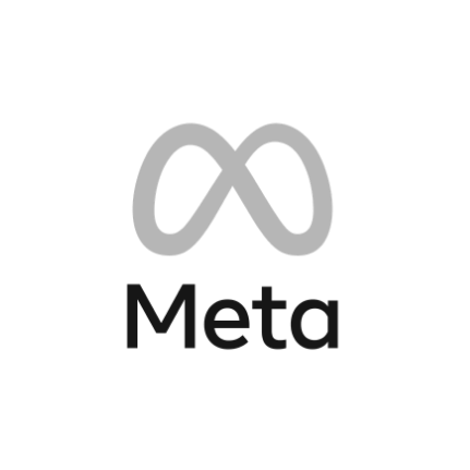 Meta logo with an infinity symbol above the word 'Meta' on a black background.