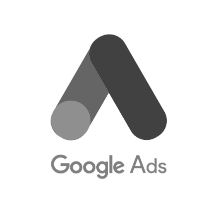 Google Ads logo in grayscale with the text 'Google Ads' beneath it.
