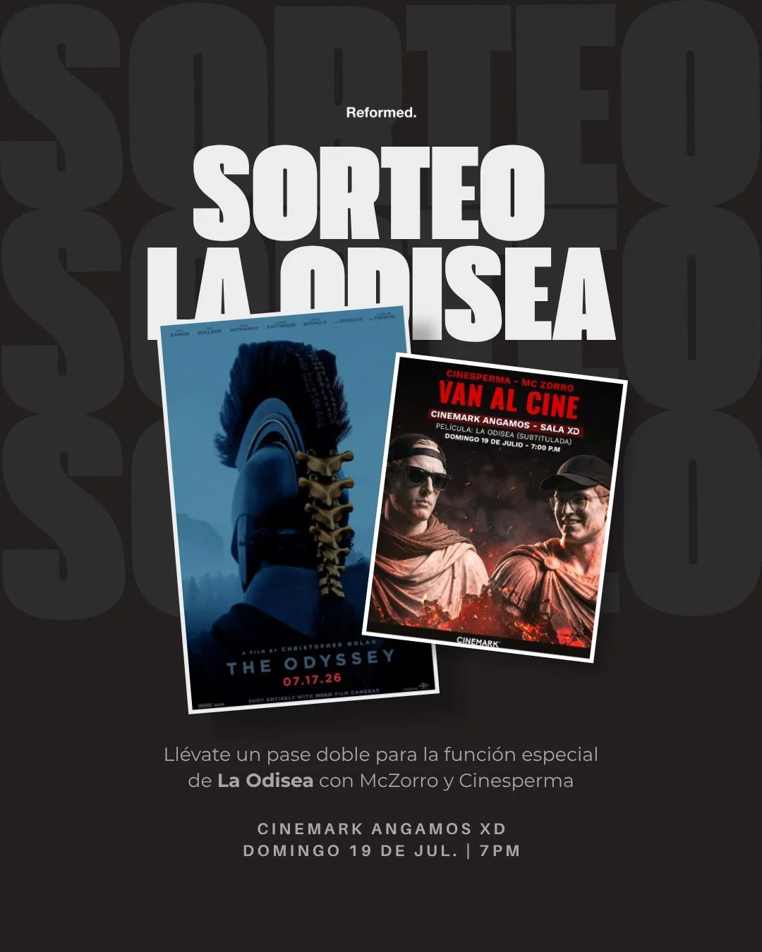 SORTEO &Eacute;PICO! 🎟️🎬 &iquest;Listo para vivir La Odisea?

Te llevamos a la funci&oacute;n especial de &ldquo;La Odisea&rdquo; en Cinemark Angamos XD este domingo 19 de julio a las 7:00 PM. &iexcl;Y vas a poder disfrutar de la experiencia junto 