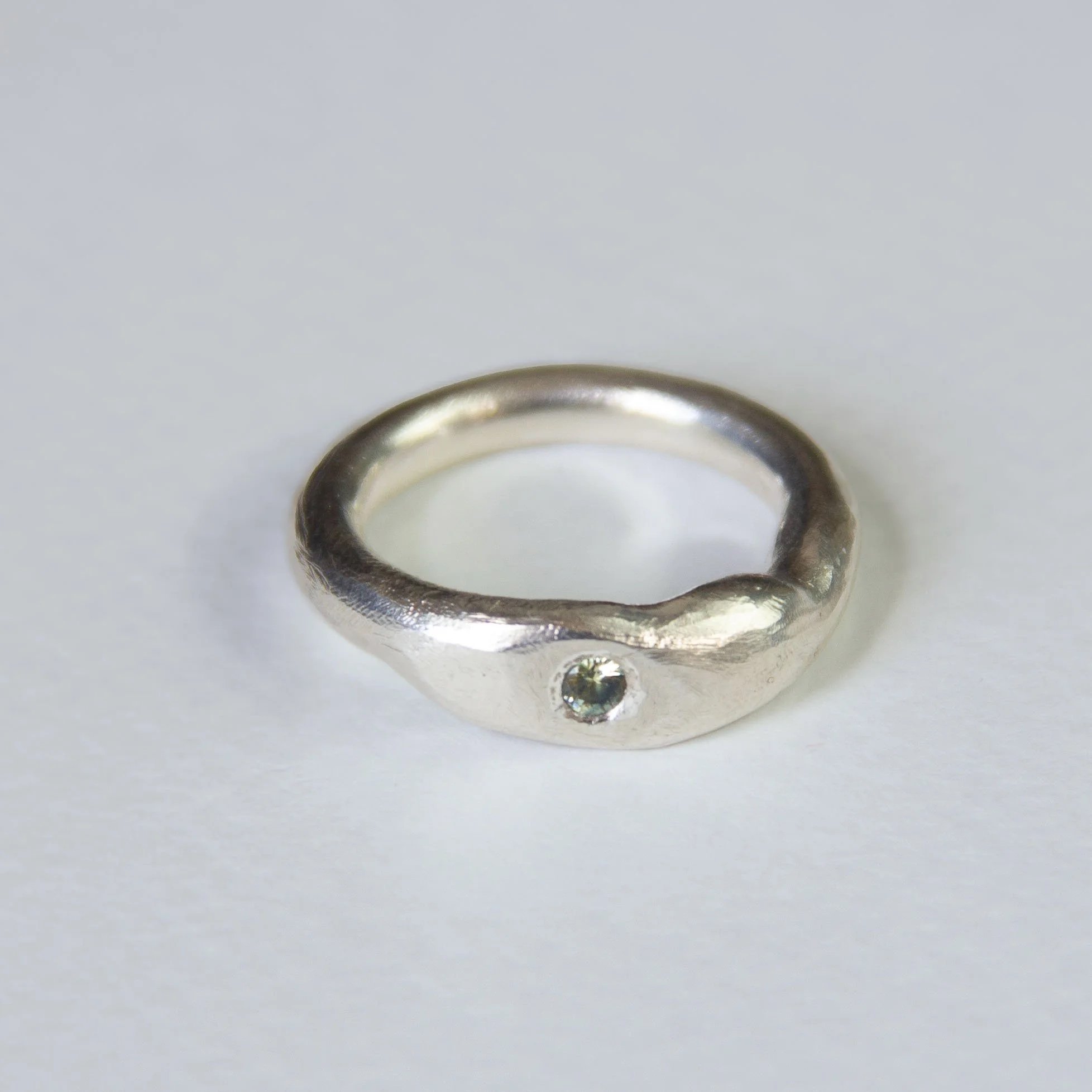Pure Silver Ring with Sapphire