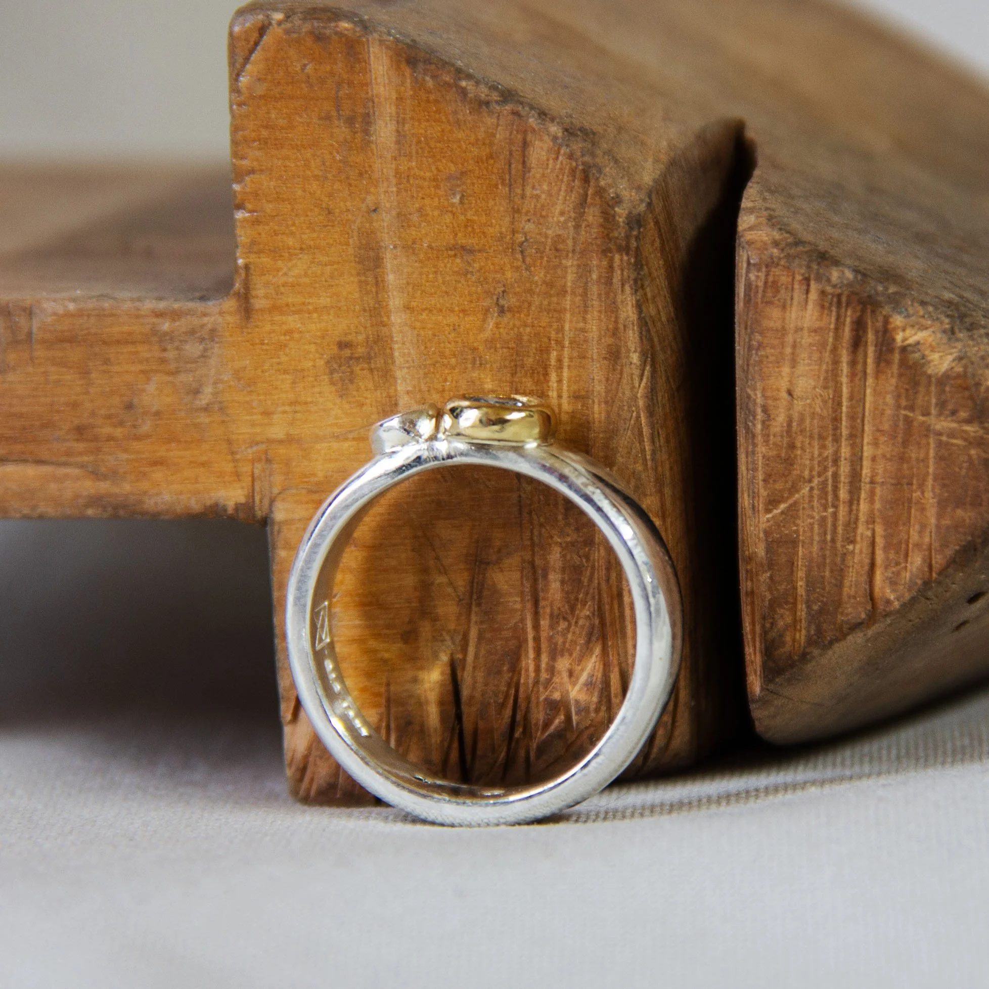 Sterling Silver, 22ct Gold and Sapphire Ring