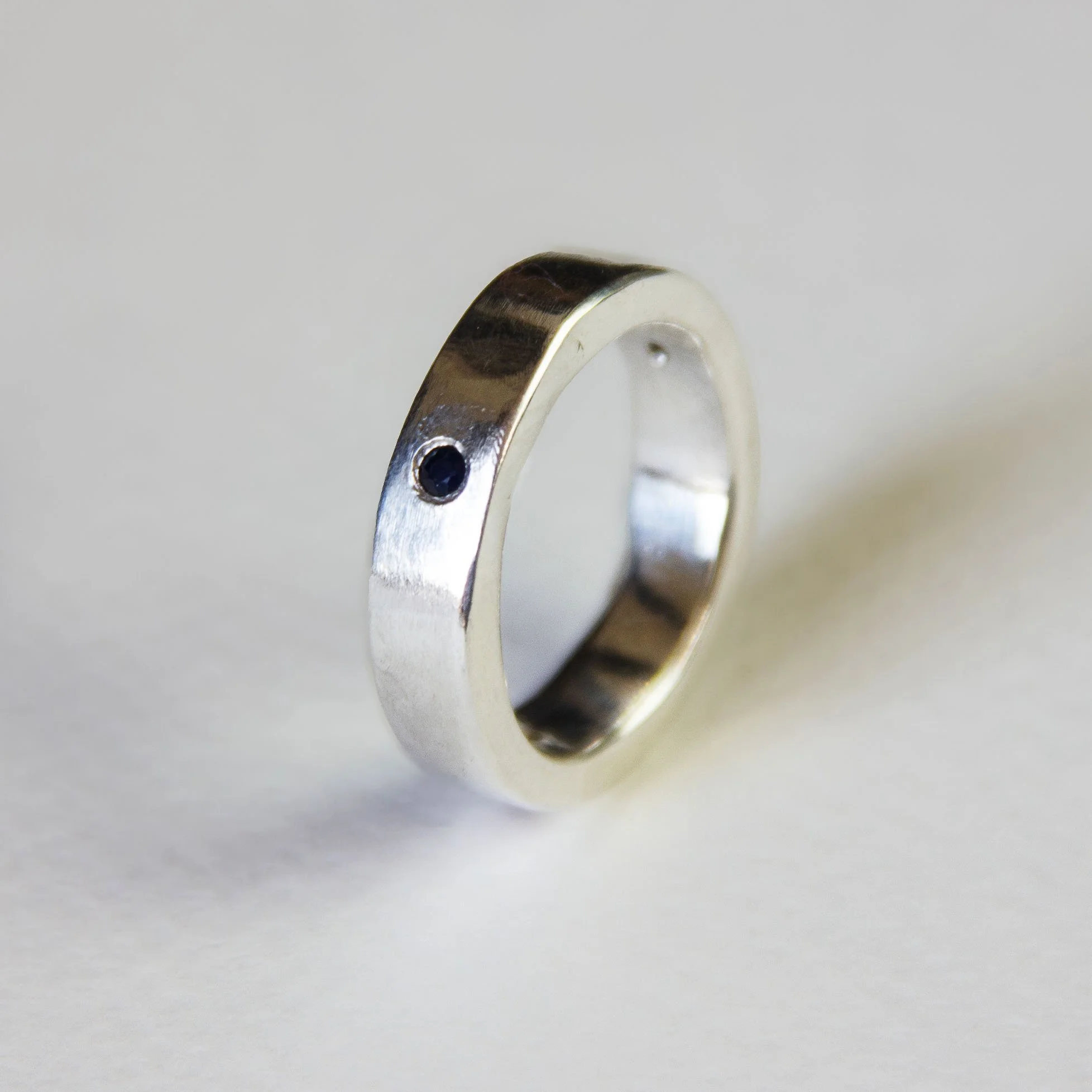 Pure Silver Ring with Rubies and Sapphire
