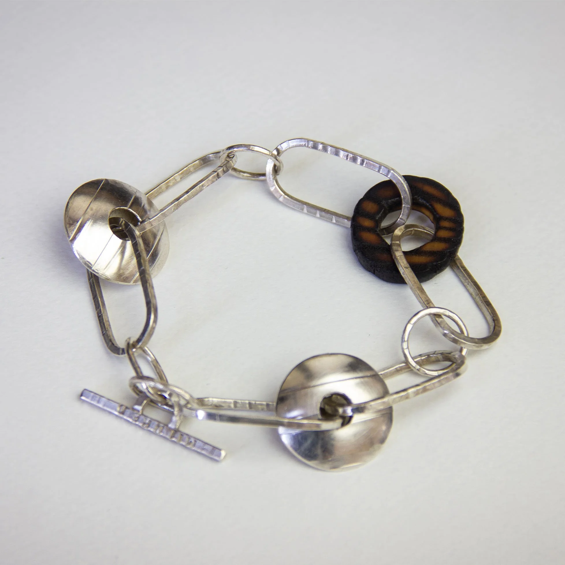 Ash and Sterling Silver Chain Bracelet