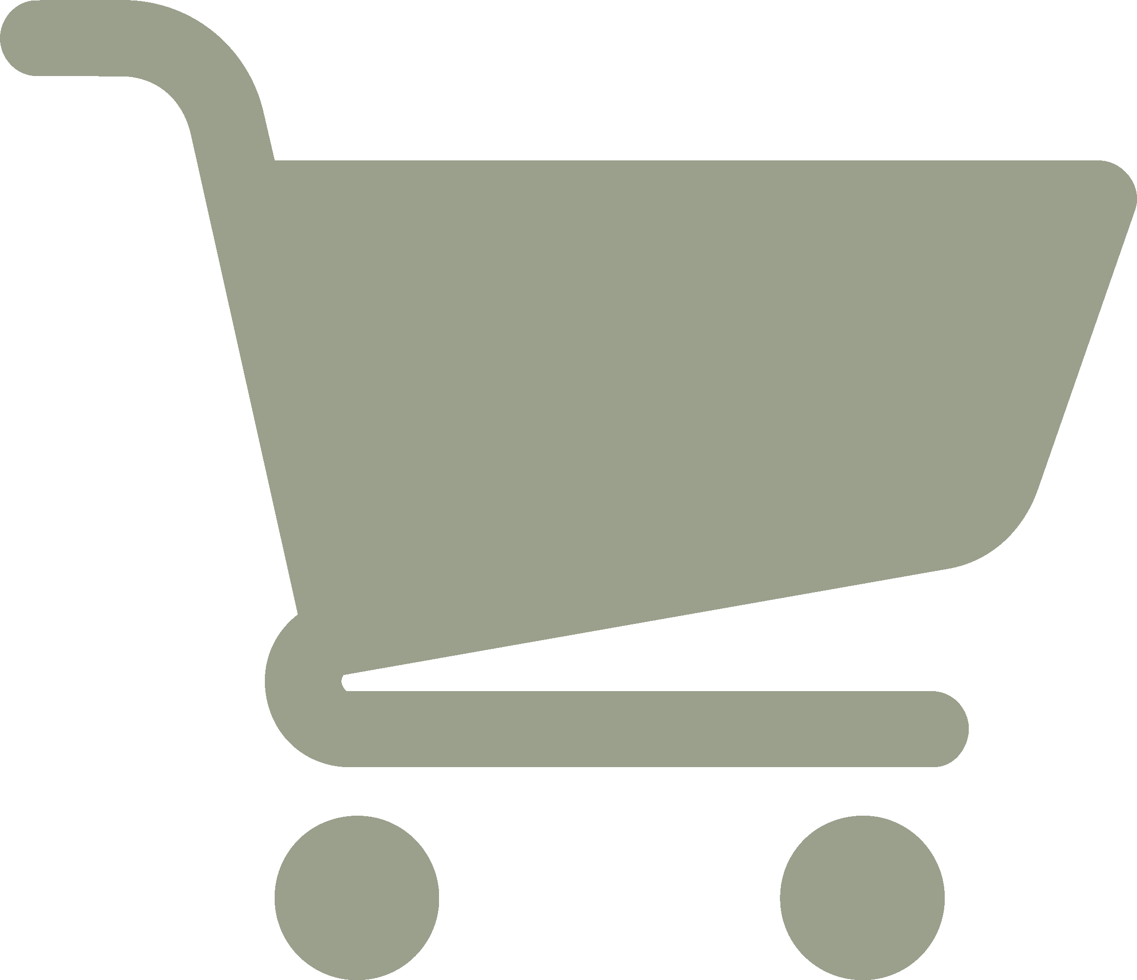 Sage green shopping cart icon on a black background.