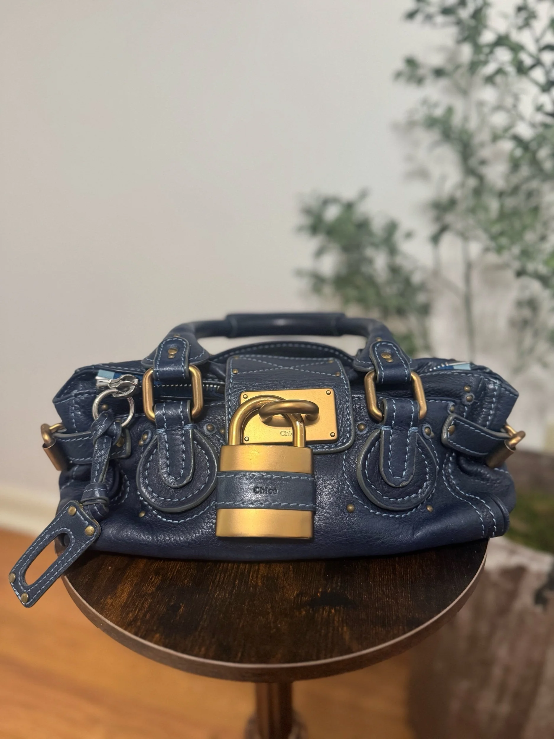 Vintage Chloe Paddington Y2K 2005 Small Navy with Gold Lock