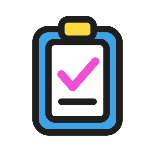 Icon of a clipboard with a checkmark on a mobile device screen, indicating task completion or approval.