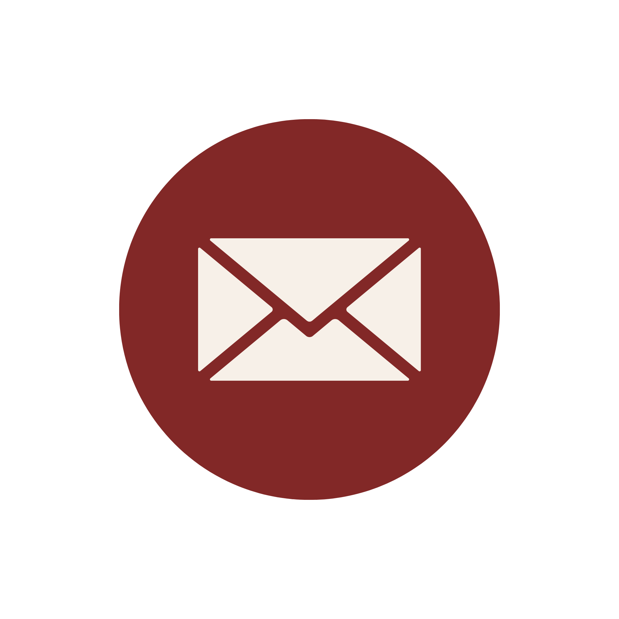 Icon of a red circle with a white envelope inside, indicating email or messaging.