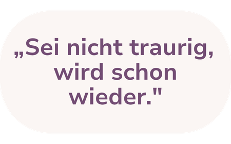 Sprüchebalsam mit dem Text: 'Sei nicht traurig, wird schon wieder.' in einem Sprechblasen-Design.