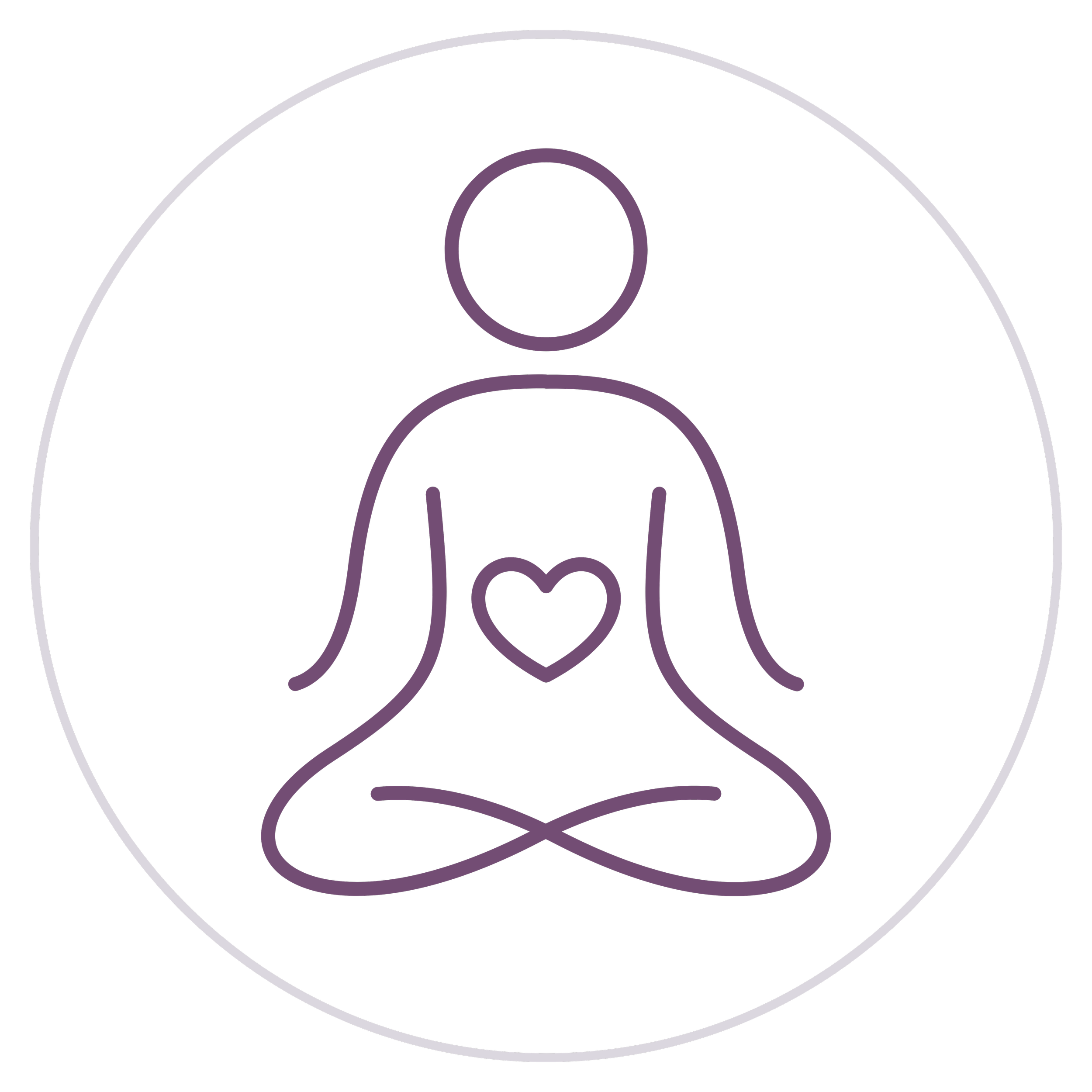 Neon-zeichnung eines Menschen, der in einer herzförmigen Silhouette steht, mit einer dunklen Hintergrund. Die Linie ist lila, und das Herz symbolisiert Liebe oder Emotionen.