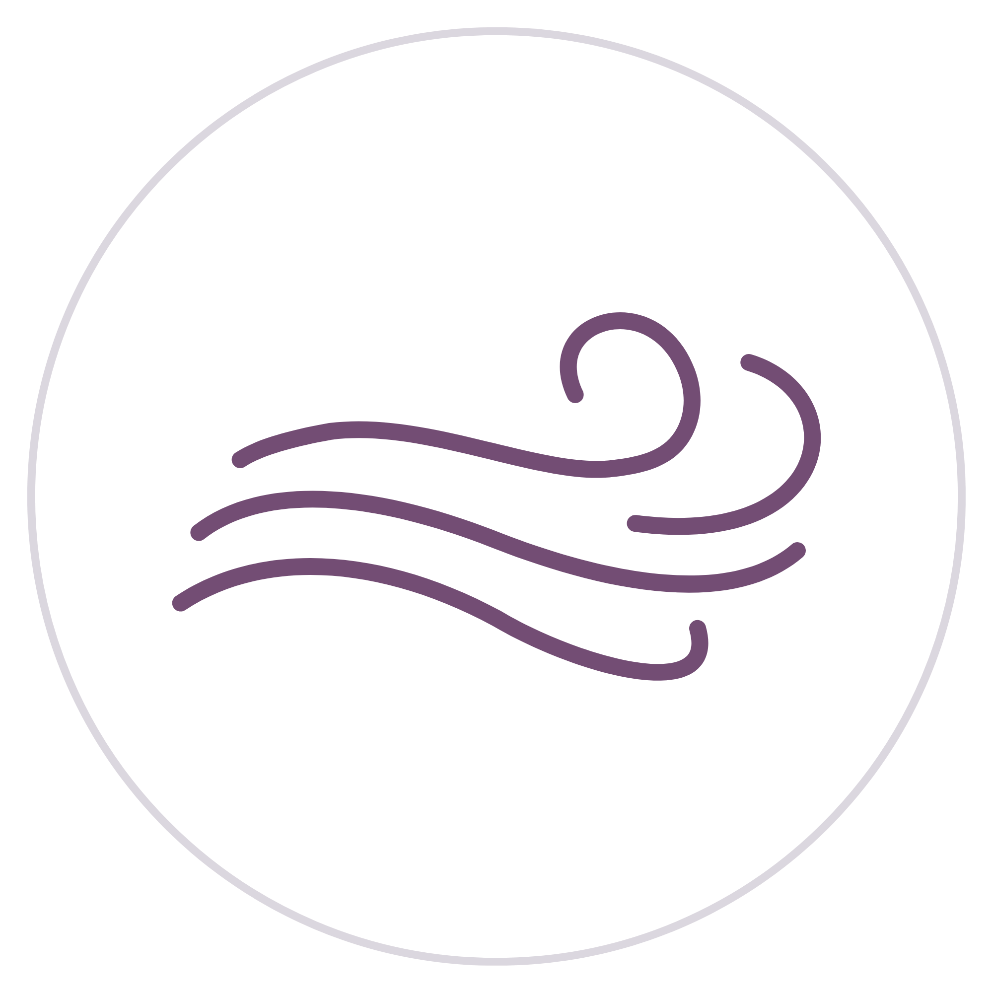 Ein stilisiertes, abstraktes Wi-Fi-Symbol in Lila mit fünf Wellenlinien innerhalb eines schwarzen Hintergrunds.
