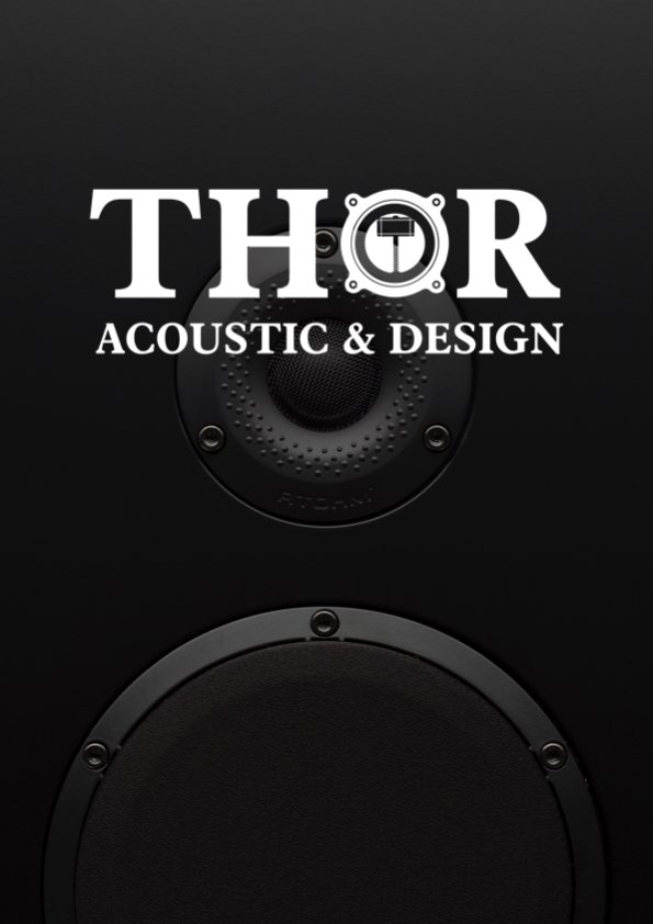 Logo für Thor Akustik & Design über einem Lautsprecher