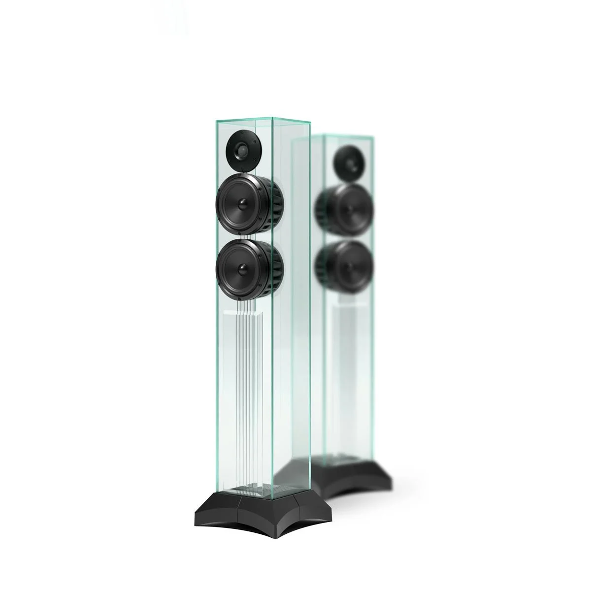 Waterfall Audio, Victoria. Glas Standlautsprecher. 3 Wege Glaslautsprecher