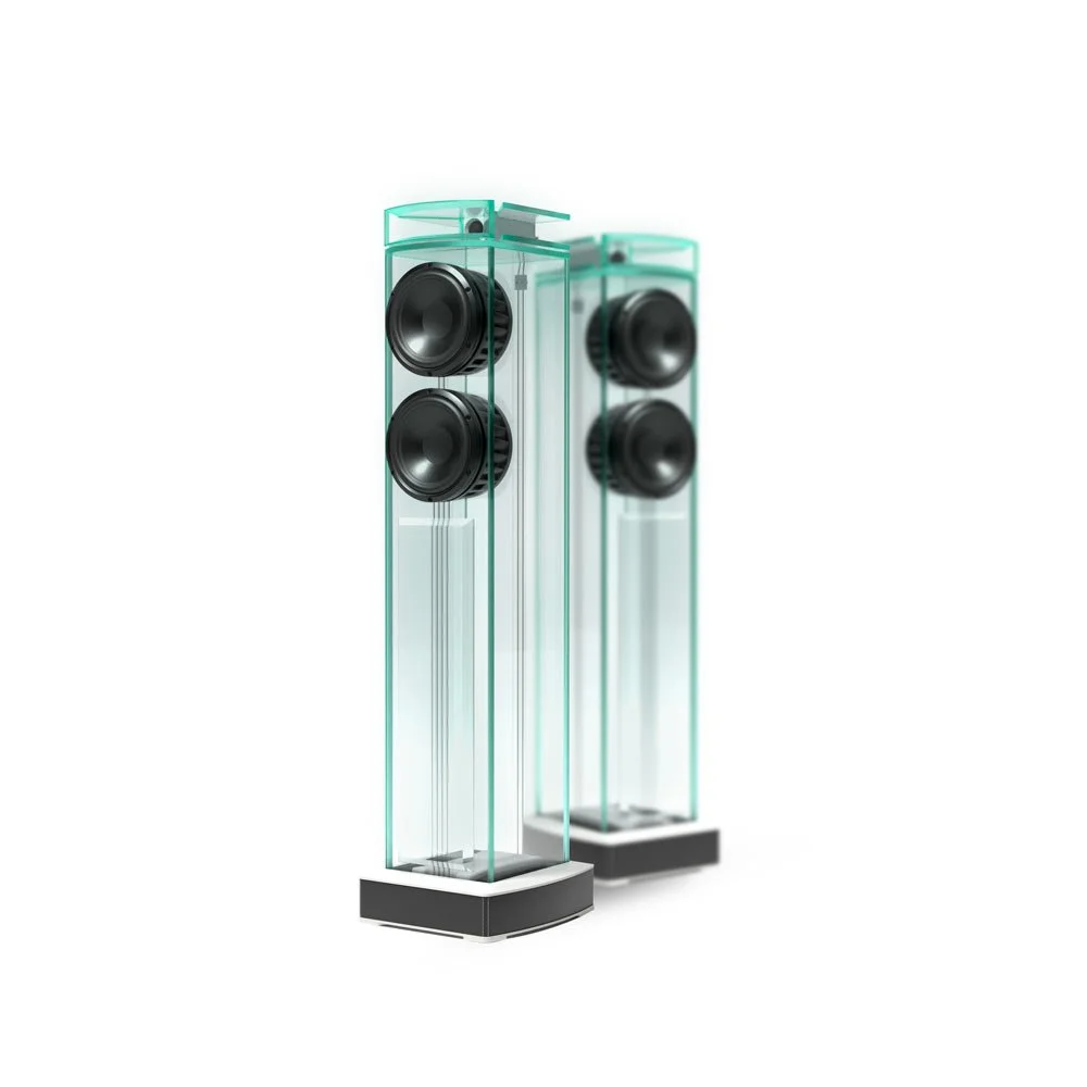 Waterfall Audio,Niagara XT3.  Glas Standlautsprecher. Mit Glas Hochtonhorn. 3 Wege Glaslautsprecher