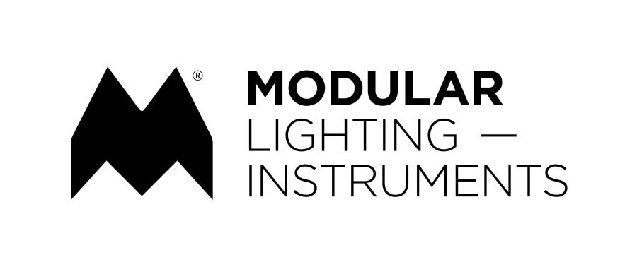 Logo mit dem Text 'MODULAR LIGHTING INSTRUMENTS' und einem schwarzen, abstrakten Symbol, das an ein stilisiertes 'M' erinnert.
