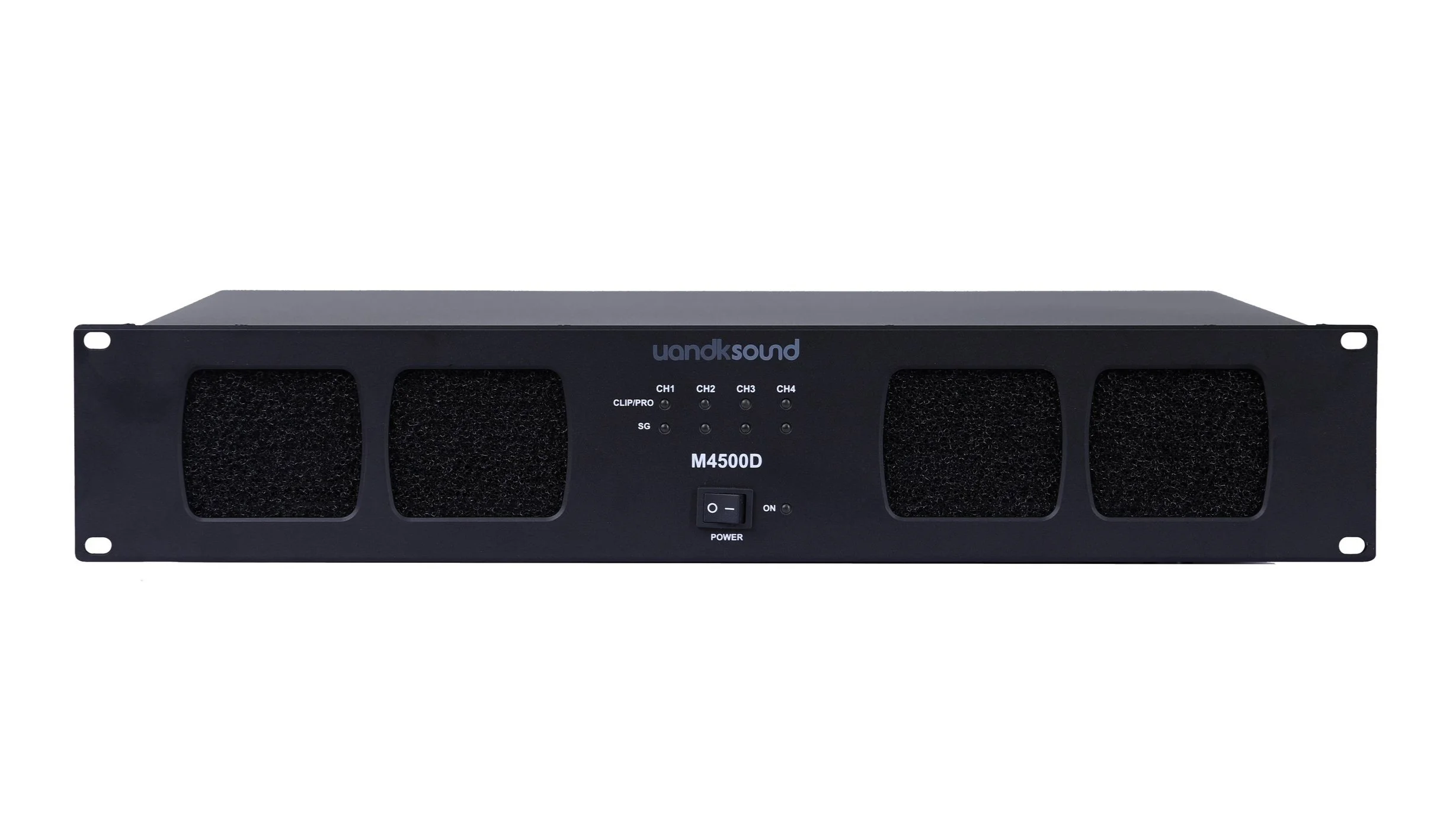 AV-Receiver in Schwarz, Modell M4500D, mit Power-Schalter und LED-Anzeigen auf der Frontseite