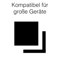 Symbol für kompatibel mit großen Geräten, schwarzes Zeichen auf weißem Hintergrund.