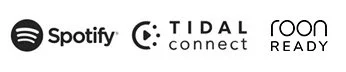 Logos von Spotify, Tidal Connect und Roon Ready