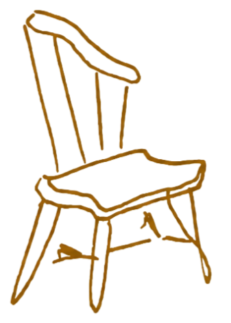 Line drawing of a wooden chair.