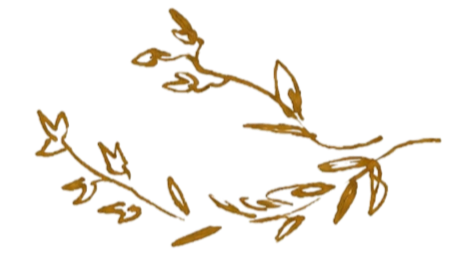 Gold-colored leafy branch with small leaves and buds.