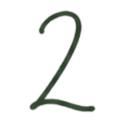Hand-drawn dark green number two.