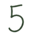 Hand-drawn dark green number five.
