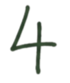 Hand-drawn dark green number four.