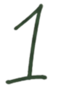 Hand-drawn dark green number one.